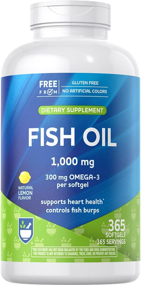 Rite Aid Fish Oil 1000mg, 365 Softgels - Natural Lemon Flavor, with EPA and DHA, Supports Heart, Brain and Vision Health 2