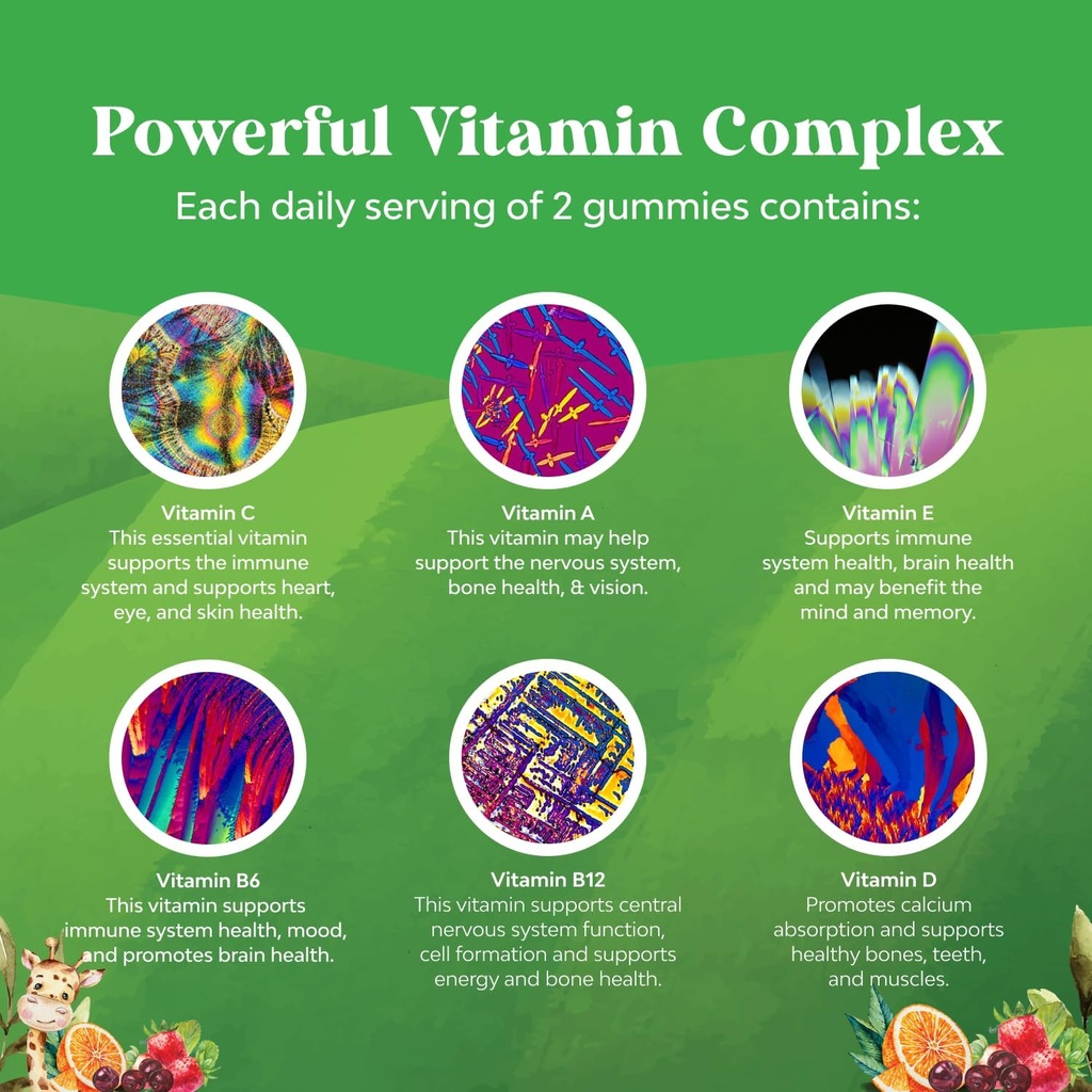 Natures Craft Plant Based Kids Multivitamin Gummies - Multivitamin for Kids Immunity Support Gummies with Vitamins A C D3 E B and Zinc Gelatin and Gluten Free Non-GMO Vitamins Gummy Formula 120ct 6