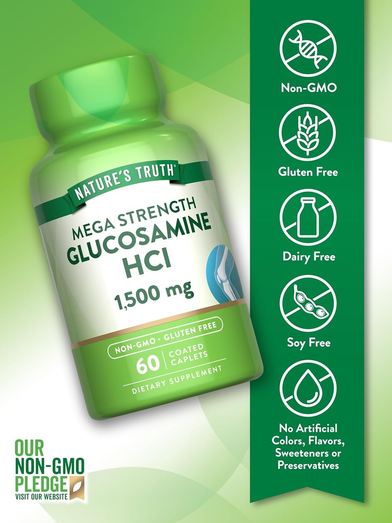 Nature's Truth Glucosamine HCI 1500mg | 60 Caplets | Mega Strength | Non-GMO & Gluten Free Supplement 4