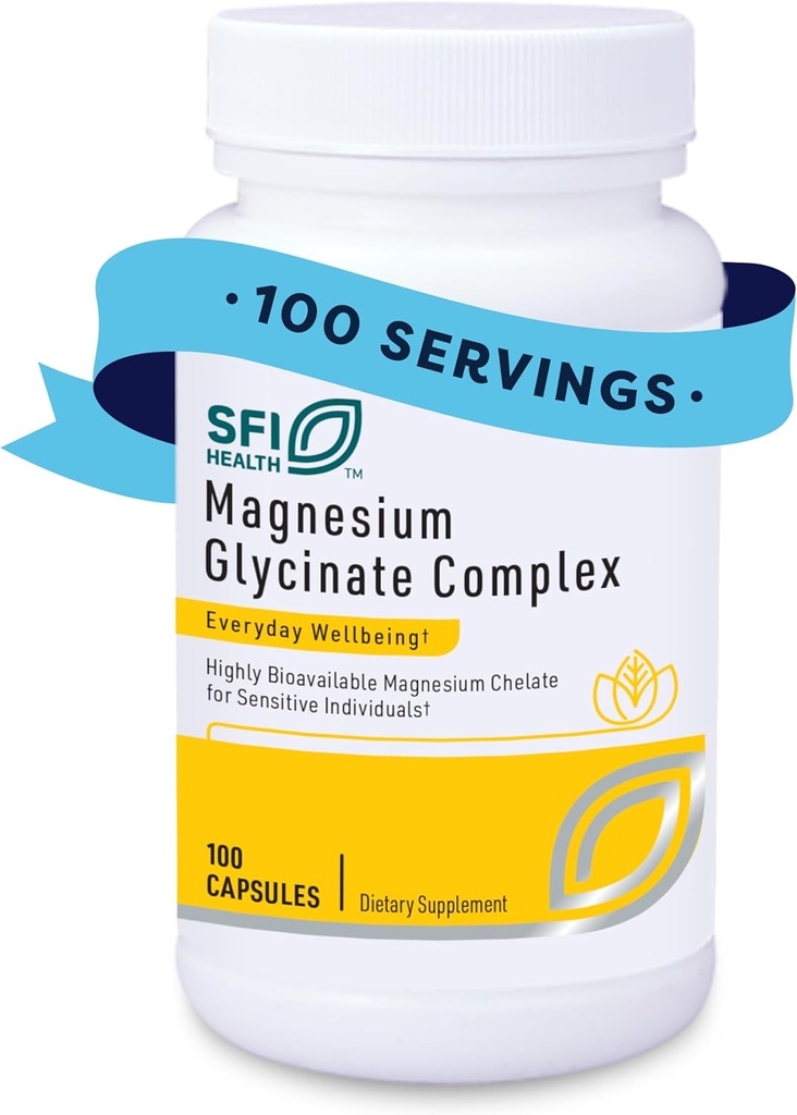 Klaire Labs SFI Health Magnesium Glycinate Complex - Chelated Magnesium Blend for Optimal Absorption - Supports Healthy Bones, Muscles & Energy Levels - Gentle on Digestion (100 Capsules, 2 Pack) 2