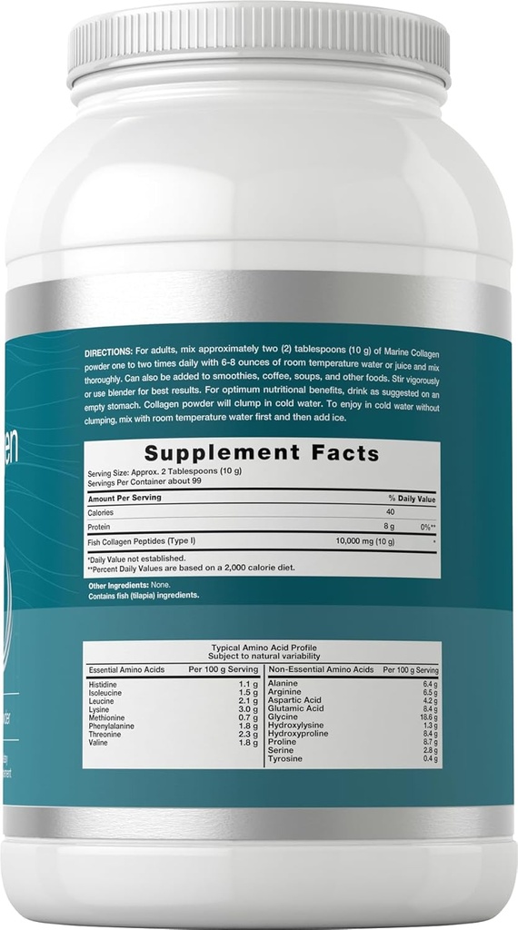 Horbäach Marine Collagen Powder 2.2 lbs | Hydrolyzed Collagen Peptides | Unflavored | Keto, Paleo, Non-GMO, Gluten Free Supplement 3