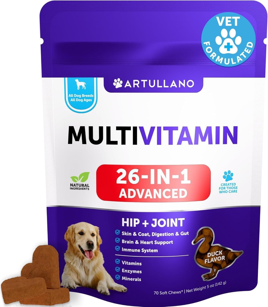 20 in 1 Dog Multivitamin with Glucosamine - Chewable Dog Vitamins and Supplements - Senior & Puppy Multivitamin Chews for Pet Hip & Joint Support, Immunity, Mobility, Skin, Digestion - 70 Soft Treats 2