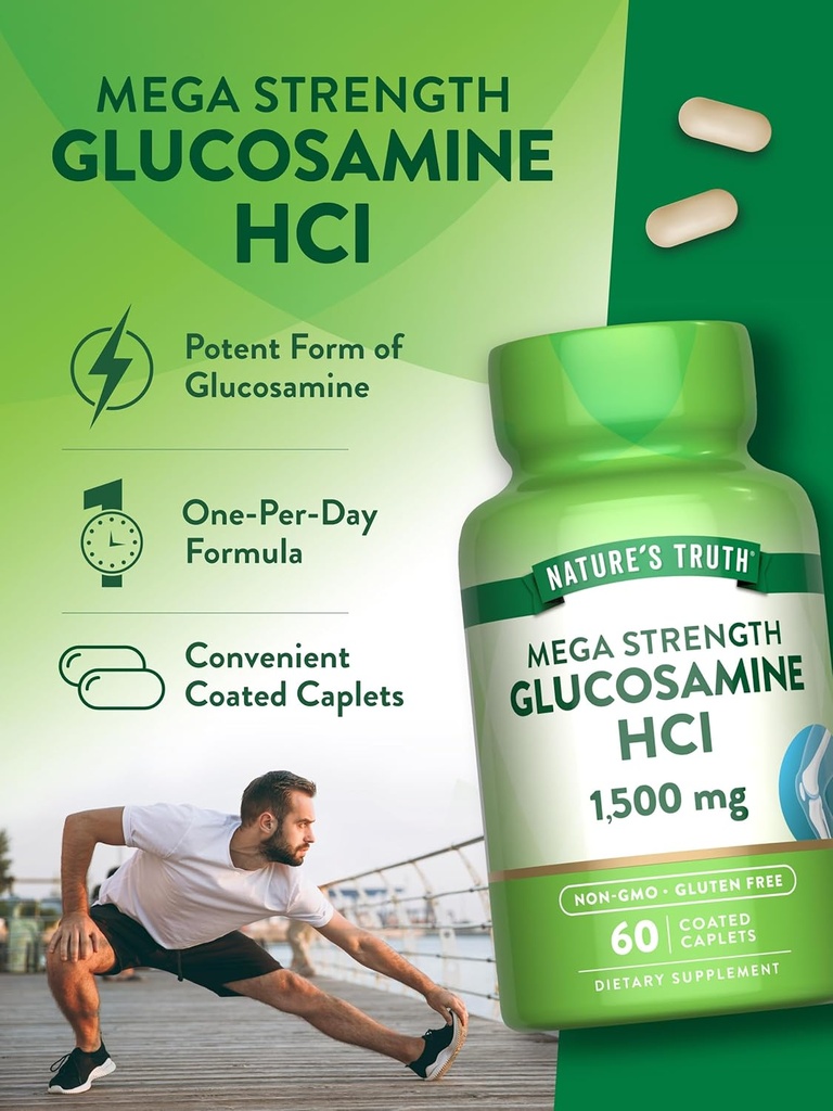 Nature's Truth Glucosamine HCI 1500mg | 60 Caplets | Mega Strength | Non-GMO & Gluten Free Supplement 6