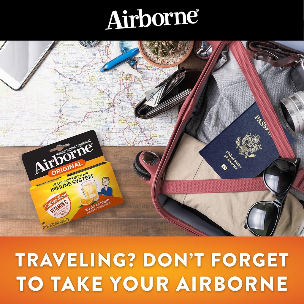 Airborne Vitamin C 750mg (per Serving) Zesty Orange Flavored Gummies (63 Count in a Bottle), Gluten-Free Immune Support Supplement with Vitamins A C E, Selenium, Echinacea & Ginger 5