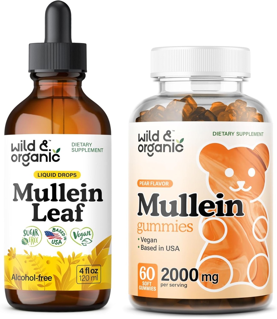 Wild & Organic Mullein Tincture 4 fl oz & Mullein Gummies 60 Count 2