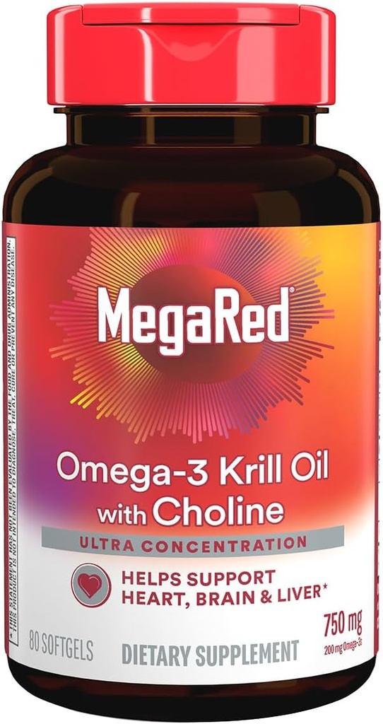 MegaRed Krill Oil 750mg Omega 3 Supplement with Choline, #1 Dr Recommended Krill Oil Brand with EPA, DHA & Phospholipids, Supports Heart, Brain, & Liver Health, Antarctic Krill Oil - 80 Softgels 5