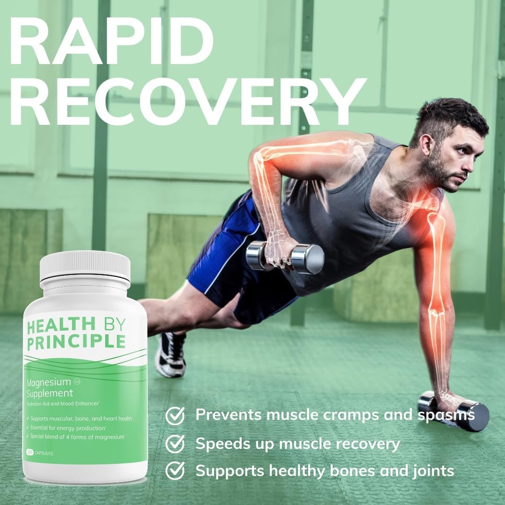 Magnesium Supplement | 4 Types of Magnesium in 1 Capsule | Glycinate, Malate, Taurate, & Citrate for Muscles & Sleep | High Absorption | Vegan, Non-GMO | 100 Capsules 5