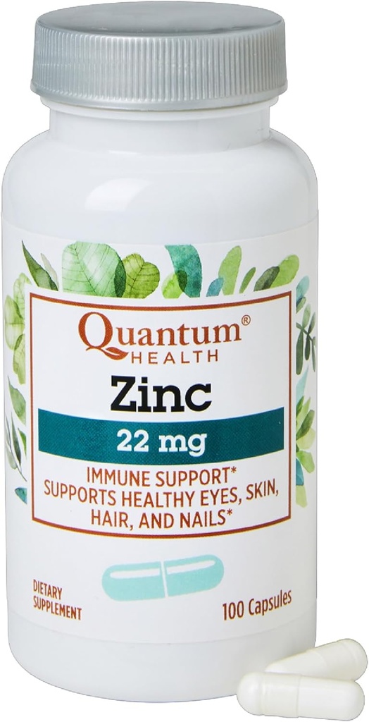 Quantum Health Zinc Gluconate 22mg Daily Immunity Boost Supplement Supports Energy, Healthy Eyes, Hair Skin & Nails - Essential Mineral Immune Support for Women & Men - 100 Capsules 2