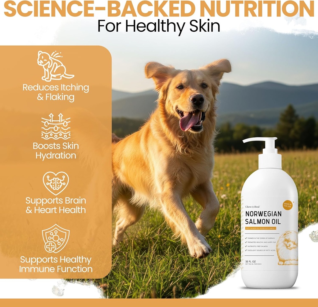 Salmon Oil for Dogs and Cats, 32 oz - Omega-Rich Supplement for Healthy Skin & Coat, Joint & Immune Support - All-Natural Fish Oil Liquid - Premium Pet Care, Made in USA 3