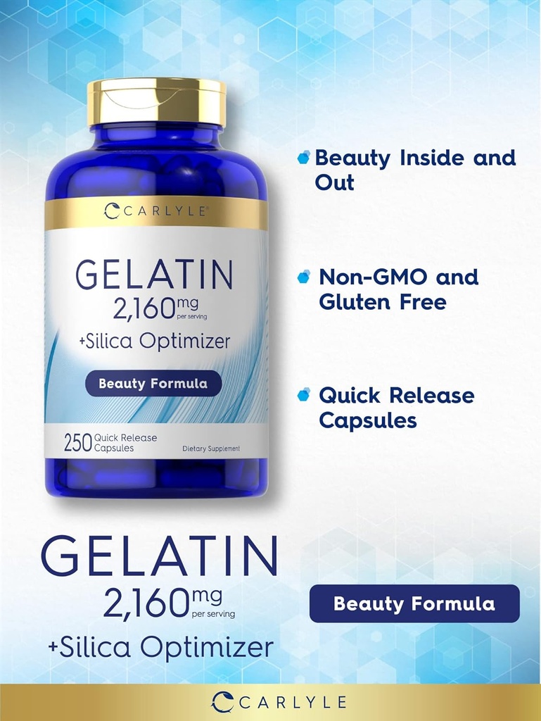 Carlyle Gelatin Capsules | 2160 mg | 250 Pills | with Silica Optimizer | Non-GMO, and Gluten Free Supplement 4