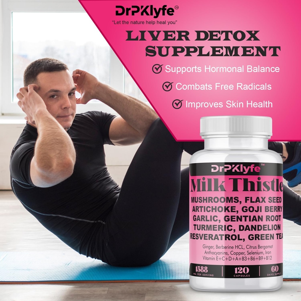 Milk Thistle Capsules for Liver Detox & Cleanse Support – with Dandelion Root, Resveratrol, Artichoke, Moringa, Silymarin – 120 Capsules (60-Day Supply) 3