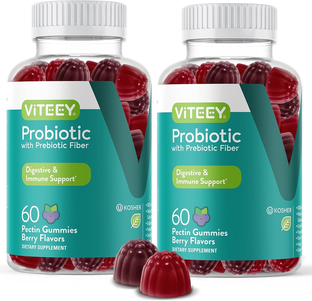 VITEEY Probiotic Gummies with Prebiotics – Gut Health Supplements for Digestive Health – 2 Billion CFUs – Vegan, Gluten-Free – 120 Count 2