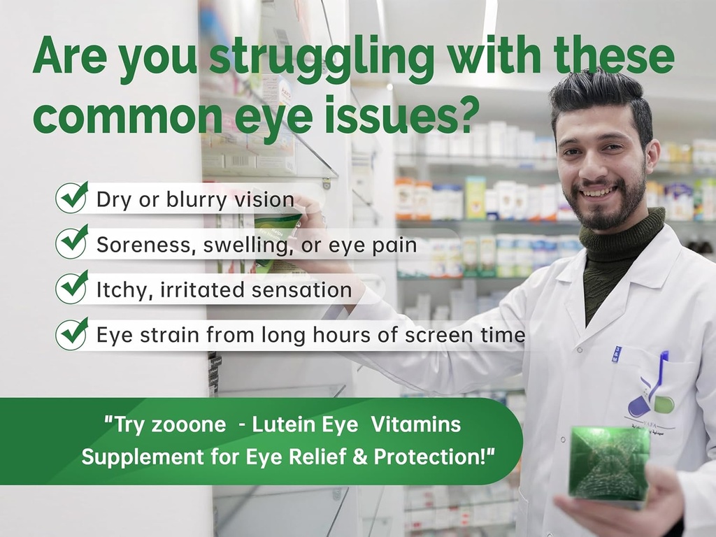 zooone- Lutein Eye Vitamins Supplement for Macular Health and Dry Eye, Contains Lutein, Zinc, Vitamins C/E & Zeaxanthin to Support Eye Health, 90 Tablets (2) 3
