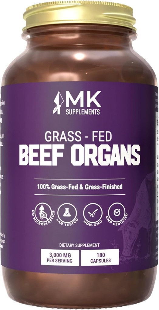 MK Supplements Grass Fed Beef Organ Supplement, Supports Whole Body Wellness, Nature Identical Blend of Liver, Heart, Spleen, Kidneys, Pancreas, Freeze-Dried, Non-GMO, 45 Servings (3,000 mg Each) 2