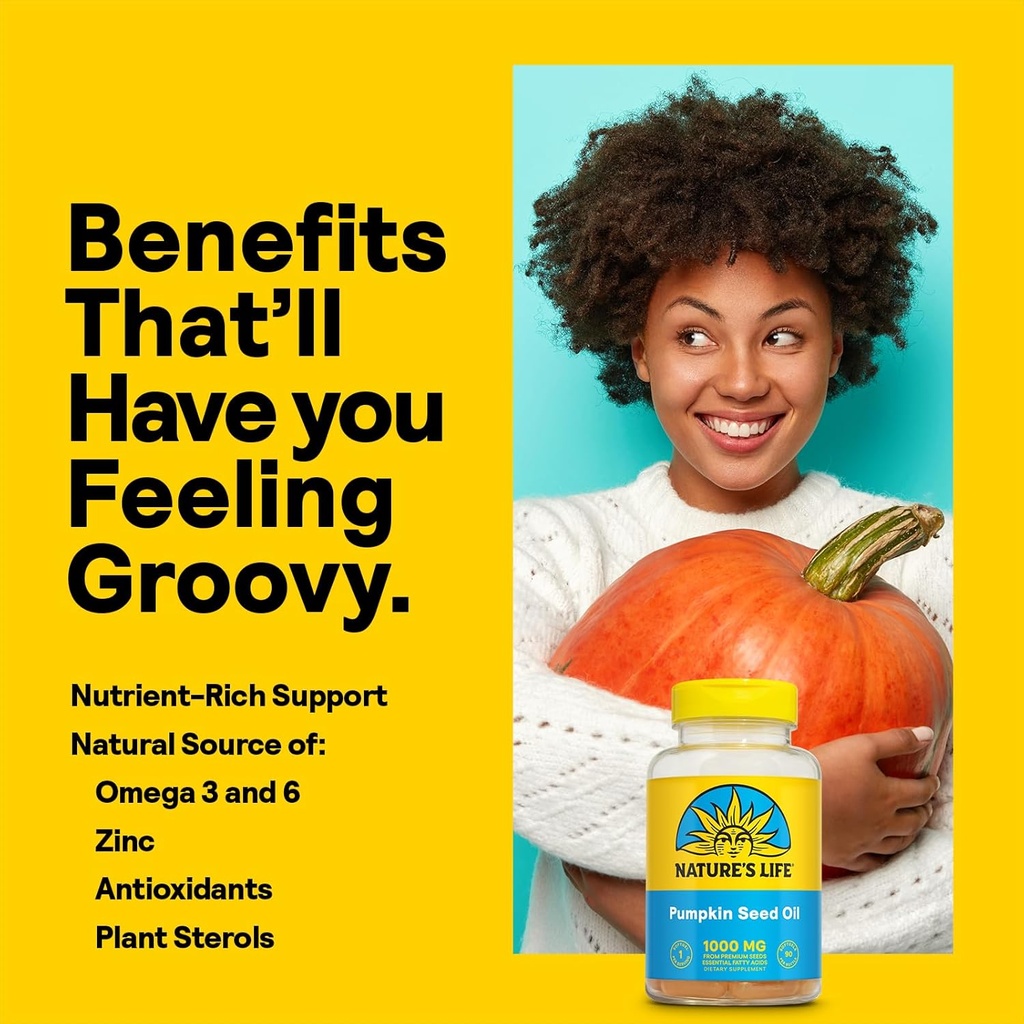 Nature's Life Pumpkin Seed Oil Supplement - Source of Omega 3 6 Essential Fatty Acids and Antioxidants - Cold Pressed from Organic Pumpkin Seeds - Vegan, 60-Day Guarantee, 90 Servings, 90 Softgels 4