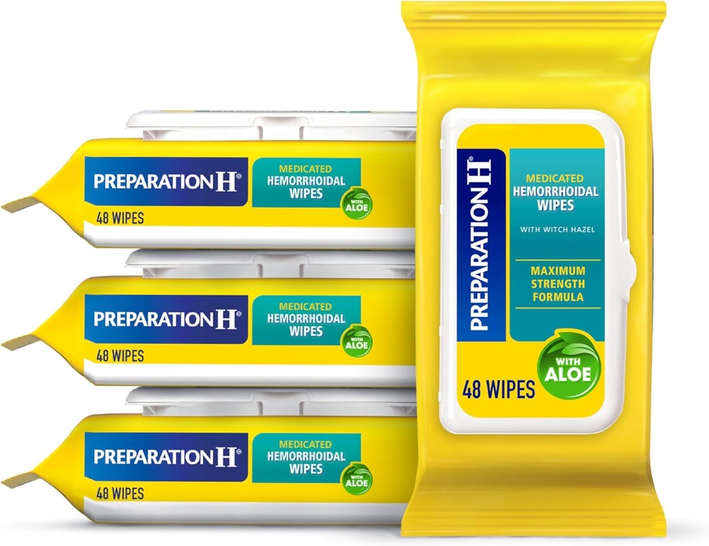 Preparation H Hemorrhoid Flushable Wipes with Witch Hazel for Skin Irritation Relief - 48 Count (Pack of 4) 2