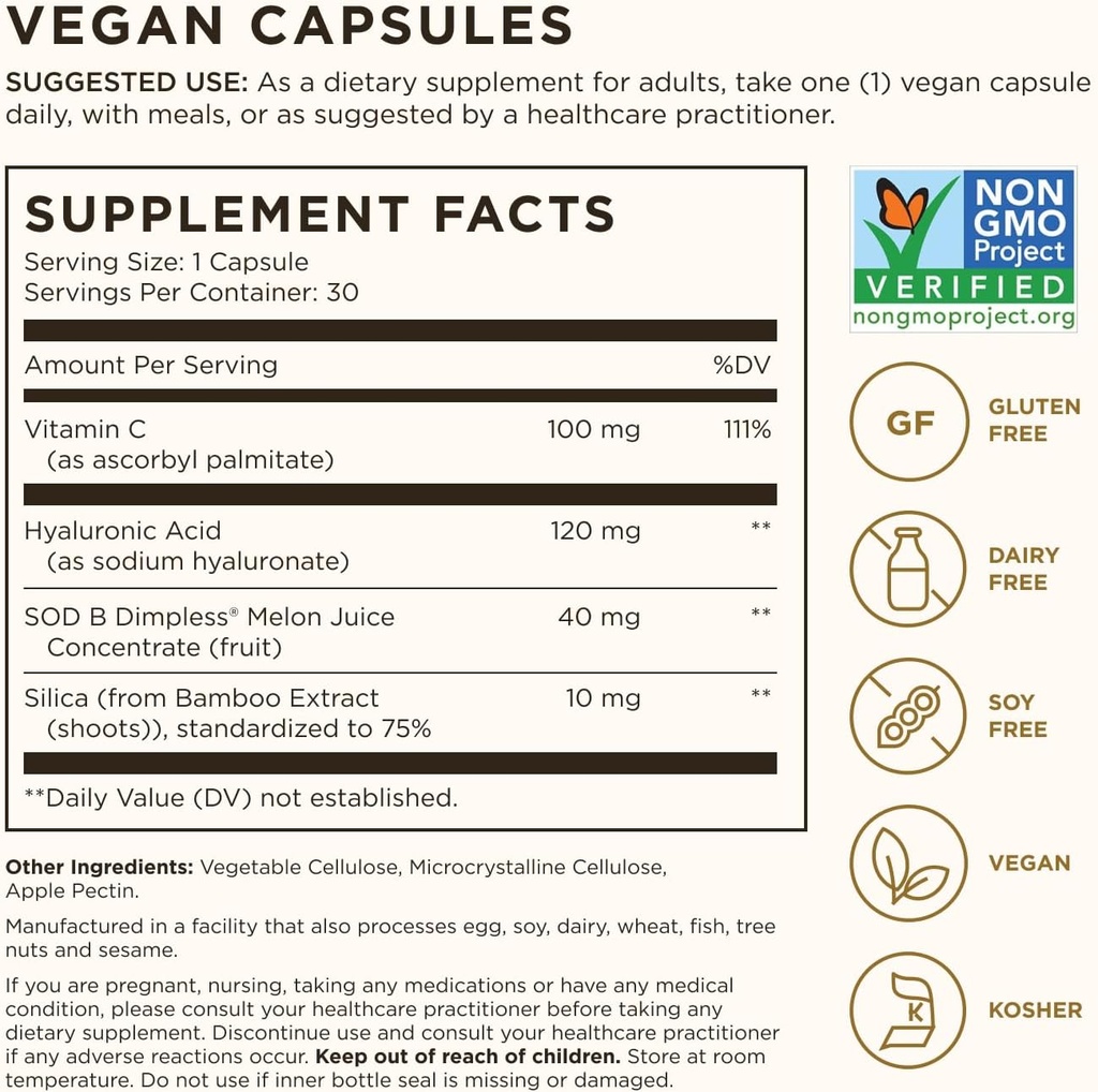 Solgar Cellulite Fighter Skin Vitamin and Mineral Supplement, Support Smooth Skin with French Melon Concentrate, Hyaluronic Acid and Vitamin C Supplement, Age-Defying Nutrition for Women, 30 Servings 3