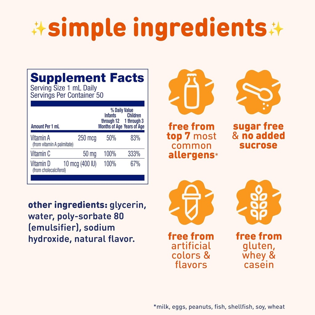 Enfamil Tri-Vi-Sol Infant Multivitamin Drops, Supports Growth & Immune Health for Babies, 50mL Bottle​ 3