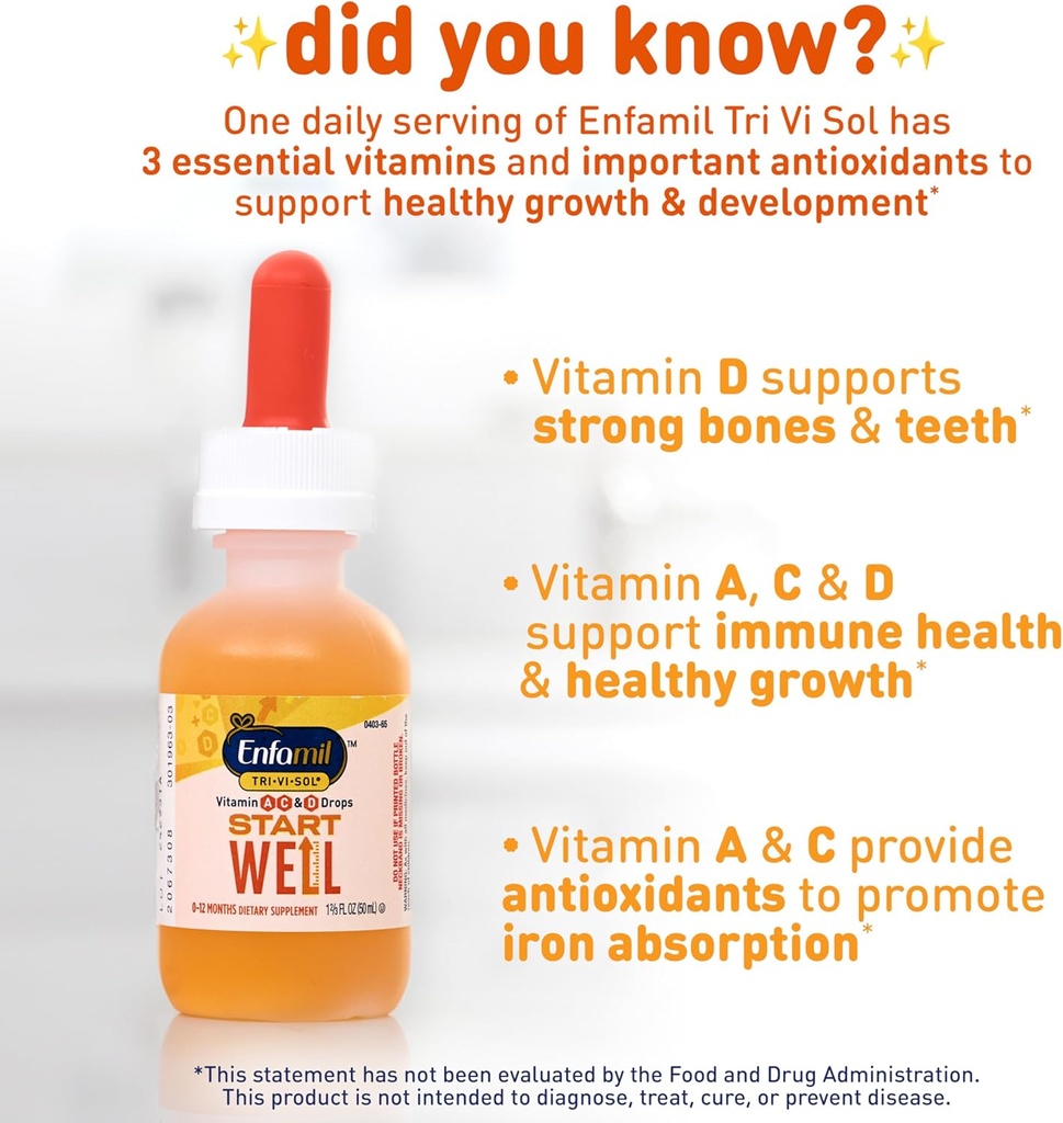 Enfamil Tri-Vi-Sol Infant Multivitamin Drops, Supports Growth & Immune Health for Babies, 50mL Bottle​ 4