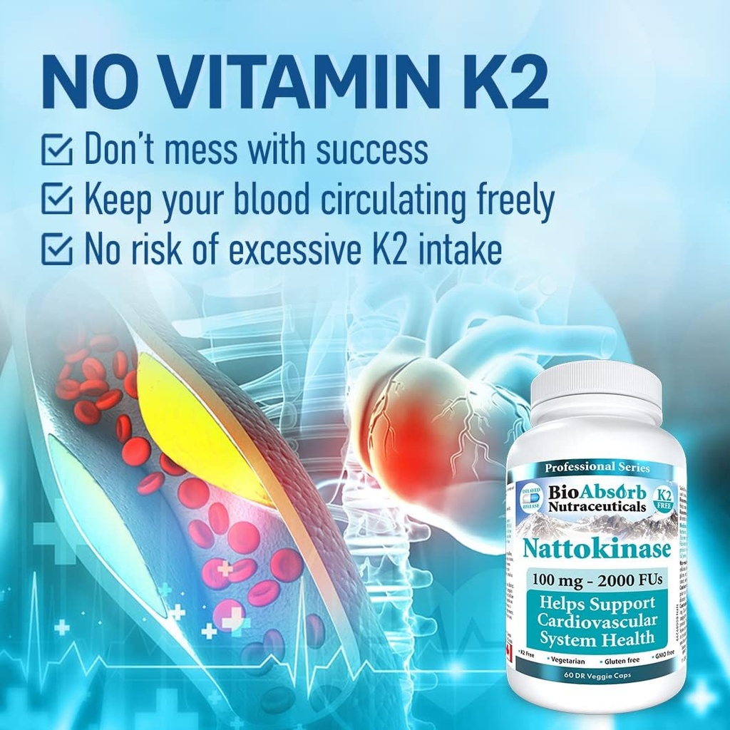 Bio Absorb Nattokinase Supplement. Non-GMO Natto Extract Enzyme. 100 mg, 2000 FUs. 60 Veggie Caps (60-Day Supply) 5