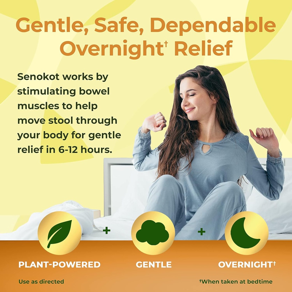 Senokot Extra Strength Natural Vegetable Laxative Ingredient Tablets, Senna Concentrate, Double-strength for Gentle, Overnight Relief From Occasional Constipation, 12 ct 6