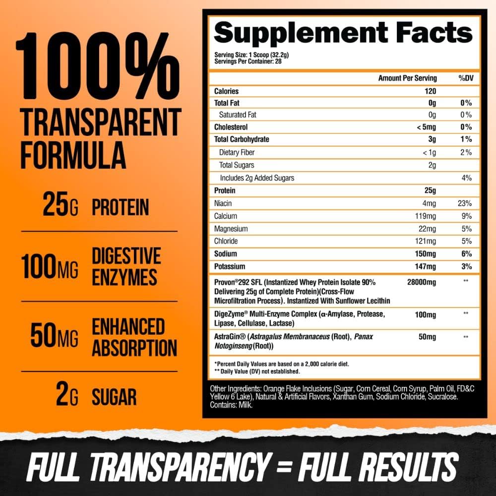 ALPHA LION Superhuman Whey Protein Powder, Great Tasting Pure Whey Protein Isolate, Low Carb, Low Sugar, No Bloat Post Workout, Muscle Recovery & Growth (28 Servings, Orange Gainsicle) 5