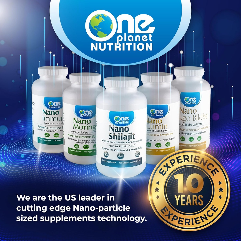 One Planet Nutrition Nano Shilajit 250 mg Veggie Capsules (120 Servings), 40-60% Fulvic Acid, Nano for Enhanced Absorption, Rich in Minerals, Non-GMO, Vegan, Gluten Free 5