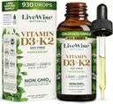 LiveWise Naturals Vitamin D3 with K2 Liquid Drops, All Natural, Non-GMO, USA Made, 1208 IU Vitamin D3 & 25 mcg K2, Supports Bone Health and Energy Levels, Infused with Peppermint, Olive, and MCT Oil 2