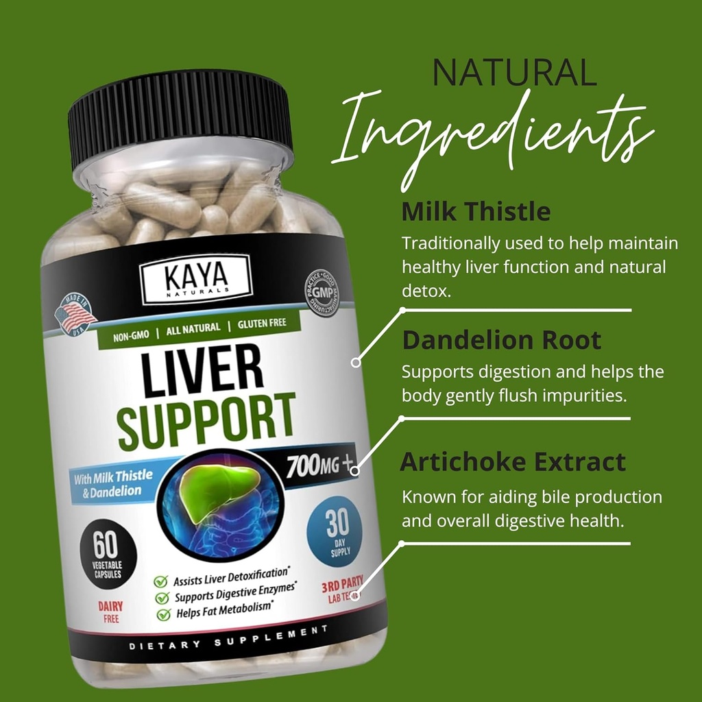Kaya Naturals Liver Cleanse Detox & Repair - Milk Thistle Supplement - Liver Detox for Women and Men - Artichoke Extract and Dandelion Root Capsules - 60 Count 6
