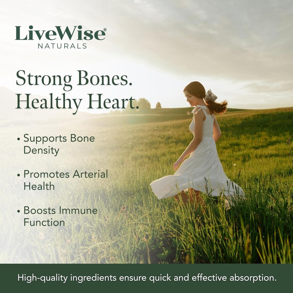 LiveWise Naturals Vitamin D3 with K2 Liquid Drops, All Natural, Non-GMO, USA Made, 1208 IU Vitamin D3 & 25 mcg K2, Supports Bone Health and Energy Levels, Infused with Peppermint, Olive, and MCT Oil 6