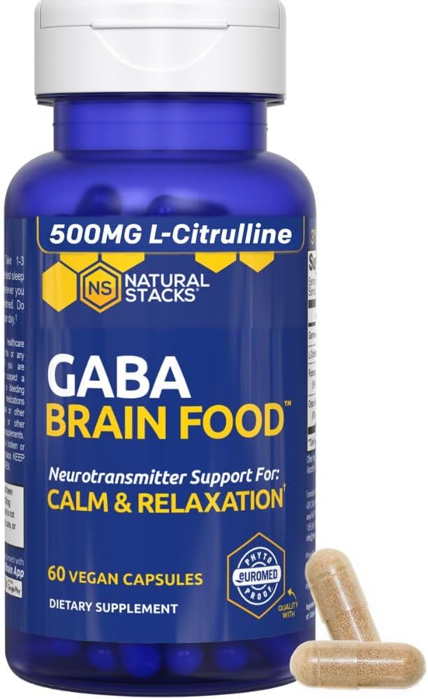 NATURAL STACKS Dopamine & GABA Brain Food Bundle - Supports Mental Drive, Calmness & Relaxation* - 120 Total Capsules 3