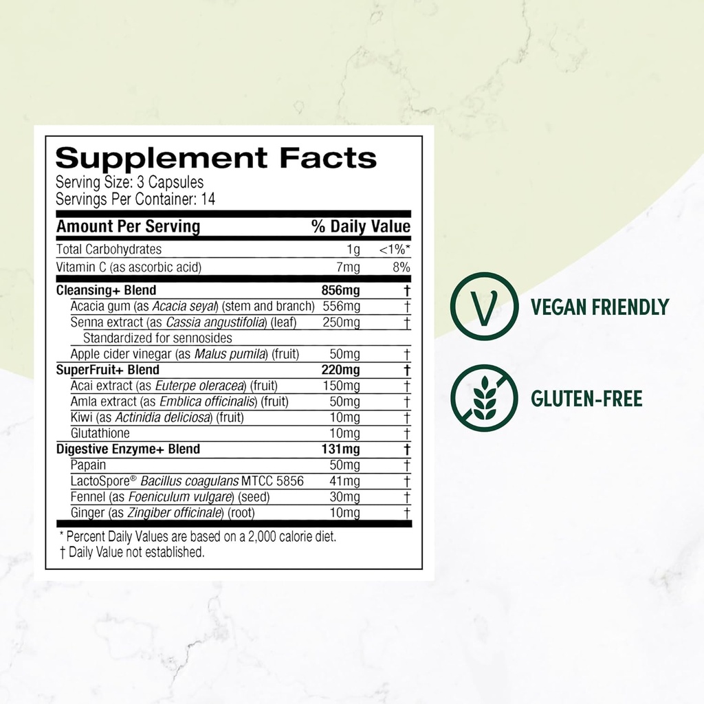 Purely Inspired 7-Day Detox Cleanse - Whole Body Cleanse & Detox Pills for Women & Men, Powered with Senna Leaf, Vitamin C, Apple Cider Vinegar, Digestive Enzymes & Probiotics - 42 Acai Berry Capsules 5