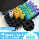 Yewltvep Monthly Pill Organizer 4 Times a Day, Pill Box Organizer with 32 Daily Compartments, 30 Day Pill Organizer 4 Times a Day Pill Holder with Hard Shell Travel Case+Weekly Pill Bag 4 Times a Day 3