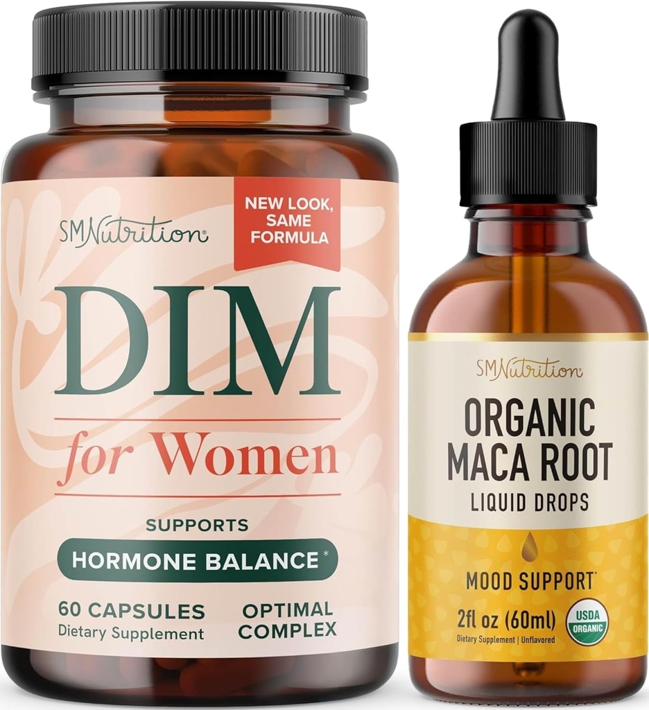 SMNutrition Organic Maca Root Tincture and Women's DIM Supplement | Hormone Balance Bundle with Liquid Maca Root Drops (120 Servings) and 250mg DIM Supplement for Women Complex (60 Servings) 2