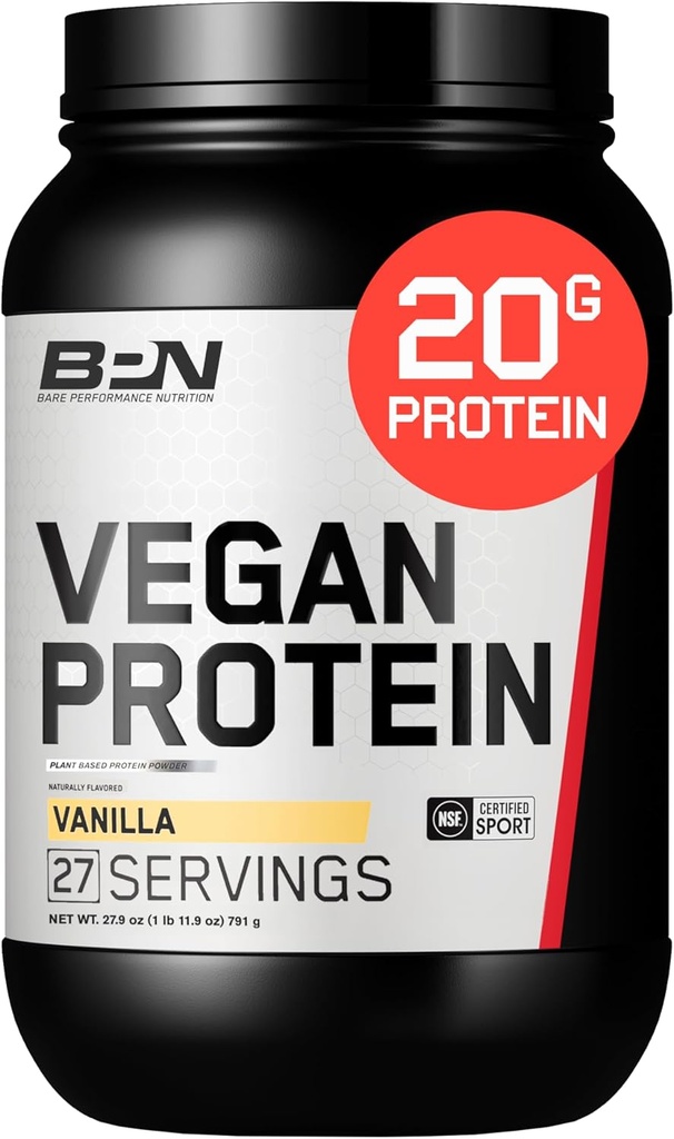 BARE PERFORMANCE NUTRITION Vegan Protein, Plant Based Protein, Pea Protein, Watermelon Protein and Pumpkin Protein, Naturally Sweetened and Flavored (Vanilla) 2