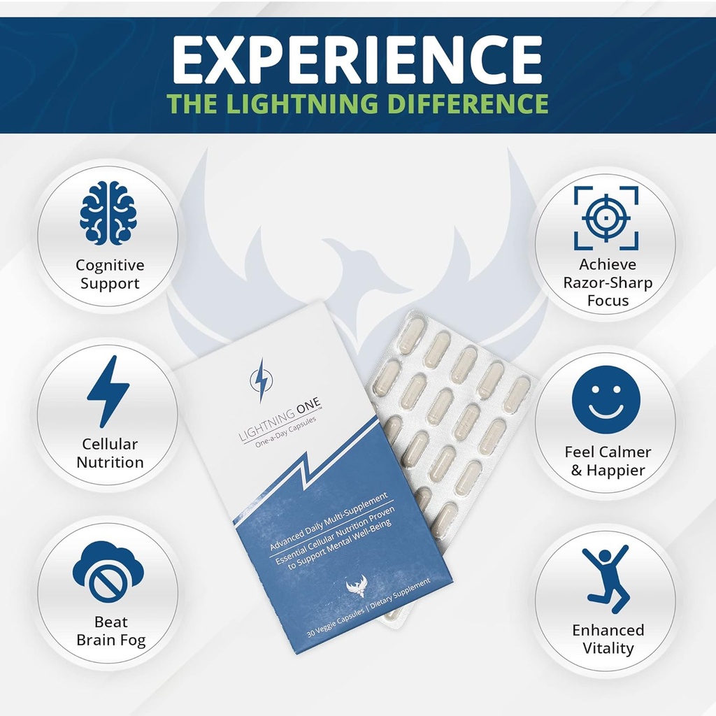 Lightning One Advanced Brain Support Supplement for Optimal Brain Function - Once-a-Day Energy and Focus Supplement - Ultra-High Concentration and World-Class Absorption - 30 Capsules 6
