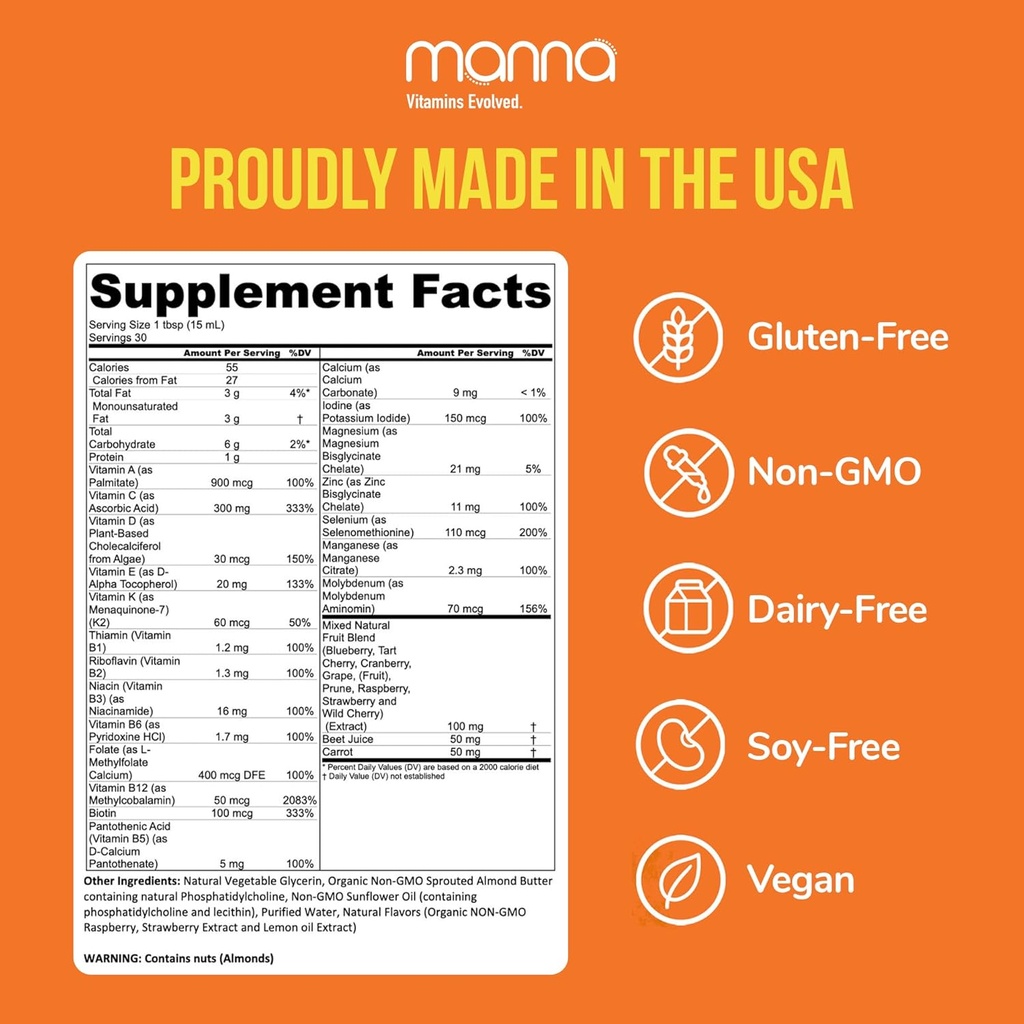 Manna Vitamins Evolved Liposomal Multivitamin - Daily Multivitamin Provides 20 Vitamins and Minerals - Multivitamins for Men and Women - Boosts Immune System, Supports Energy and Metabolism 3