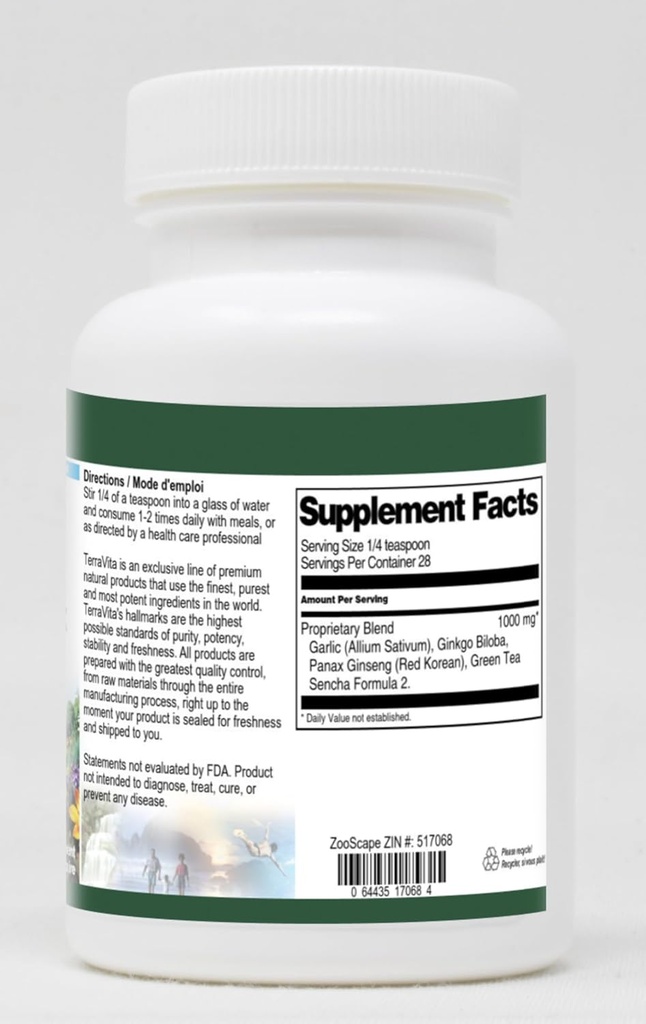 Ginseng, Green Tea, Ginkgo, and Garlic Complex Powder (1 oz, ZIN: 517068) - 3 Pack 3