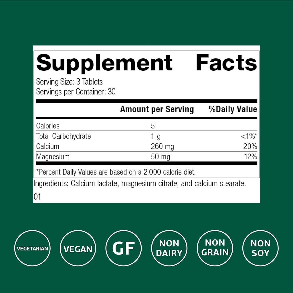 Standard Process Calcium Lactate - Bone Density & Immune Health Support - Aids Blood Clotting & Normal Cell Function - Vegan, Gluten-Free, Non-Dairy, Non-Soy & Non-Grain - 90 Tablets (30 Servings) 3