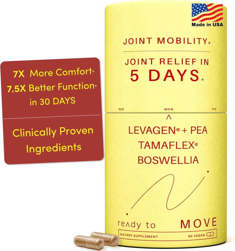 MOVE Fast Acting Joint Supplements | Tamaflex® Turmeric & Tamarind, Levagen®+ PEA Palmitoylethanolamide, Boswellia Serrata, Bioperine® Black Pepper Extract | Joint Support & Mobility | 60 Vegan Caps 2