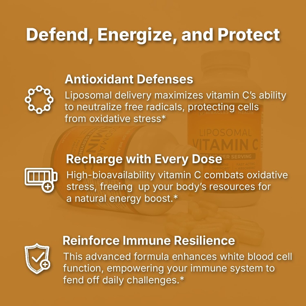 Liposomal Vitamin C 2100mg | 180 Veggie Capsules, 60 Day Supply | Fast Absorbing Bioavailability | Powerful Antioxidant & Immune Support Supplement 4