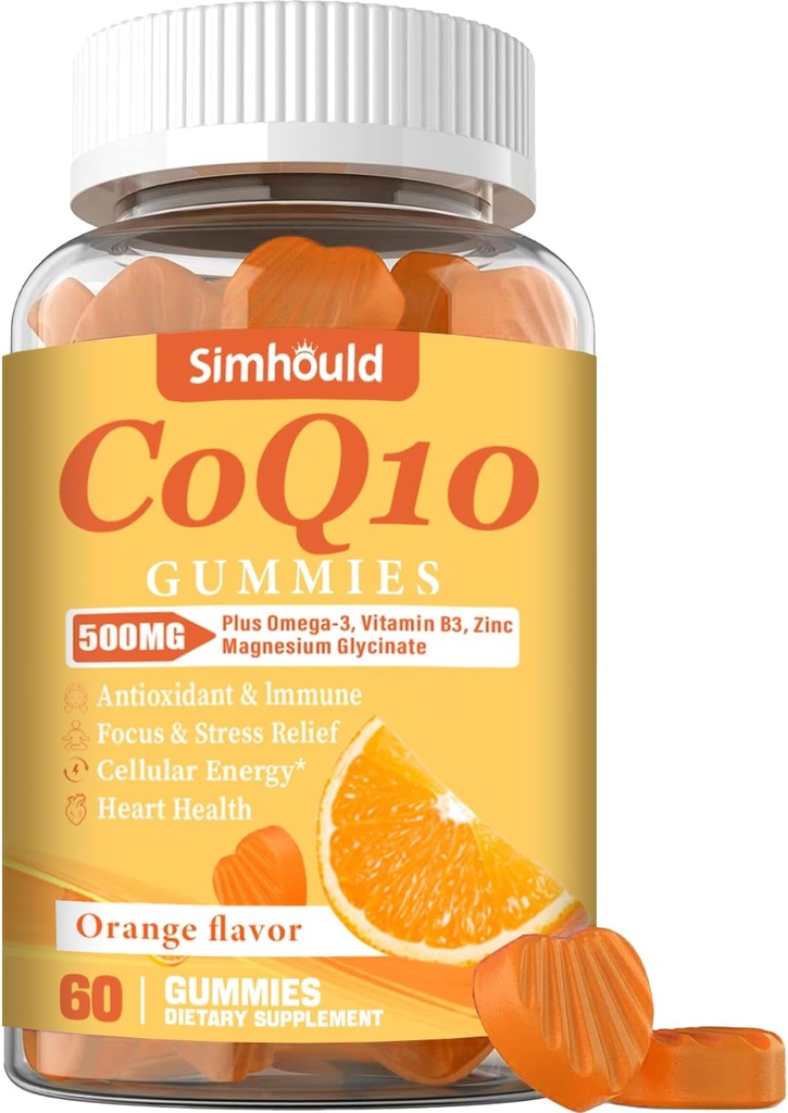 1 Pack CoQ10 500MG Gummies - Plus Omega-3, Magnesium, Vitamin B3 & Zinc - 3X Better Absorption Coenzyme Q10 Supplements for Heart Health, Cellular Energy & Antioxidant, Non-GMO 60 Counts 2