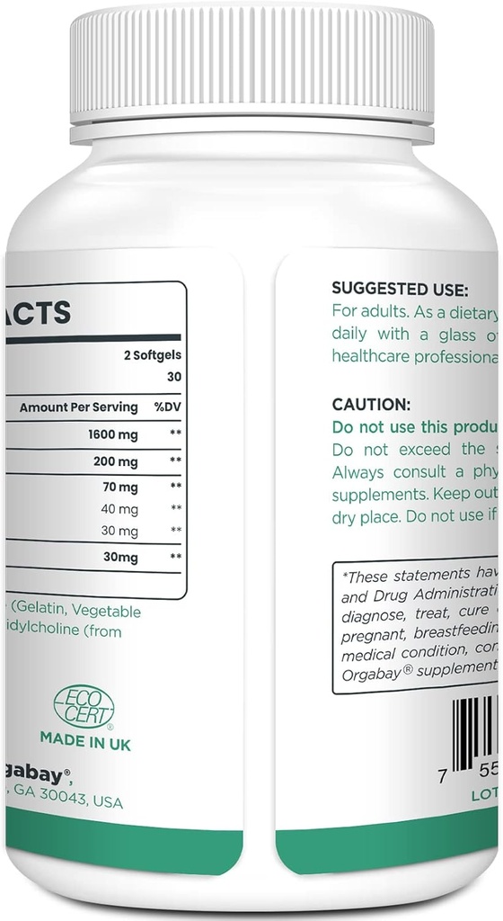 Orgabay Liposomal Quercetin Phytosome 1600 mg,Bromelain 200mg,Zinc 30mg,Vitamin C Turmeric 40 mg,Highest Absorption,Quercetin Complex, 60 Softgels 4