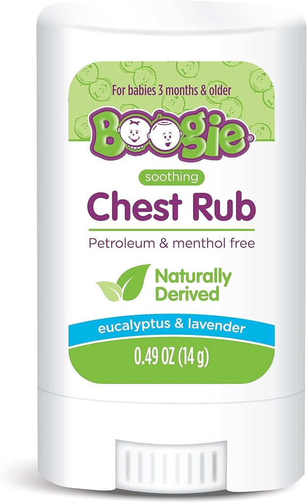 Boogie Chest Rub Stick for Soothing Relief, Petroleum-Free, USDA Organic, Naturally Derived, Soothing Eucalyptus and Lavender, 0.49 oz (Pack of 1) 2