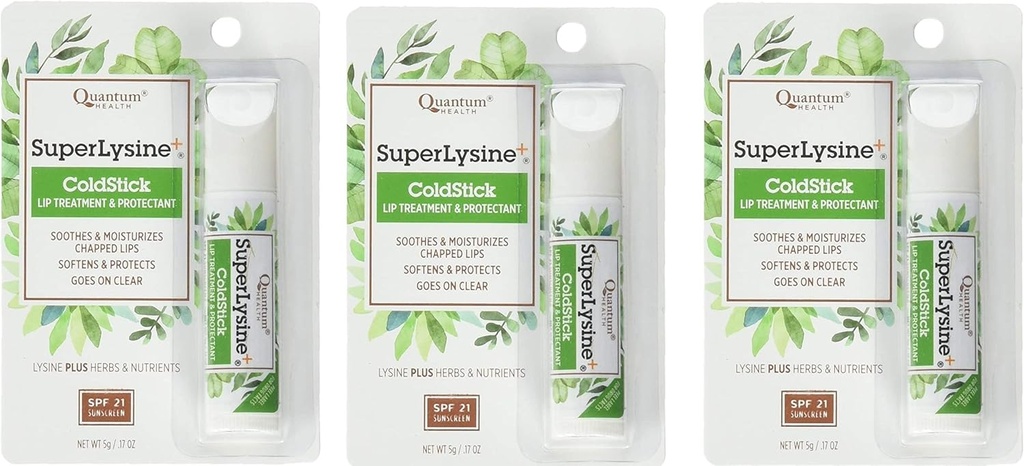 Super Lysine Plus+ ColdStick, SPF 21, Regular 0.18 oz (Pack of 3) by Quantum Research 2
