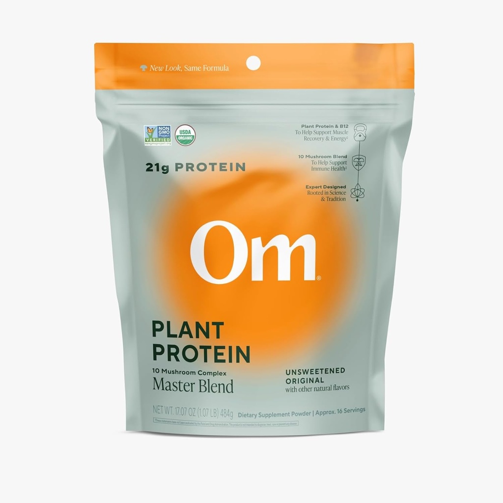 OM MUSHROOM SUPERFOOD Master Blend Plant-Based Protein Powder (Resealable Bag (16 Servings), Unflavored Protein) 2