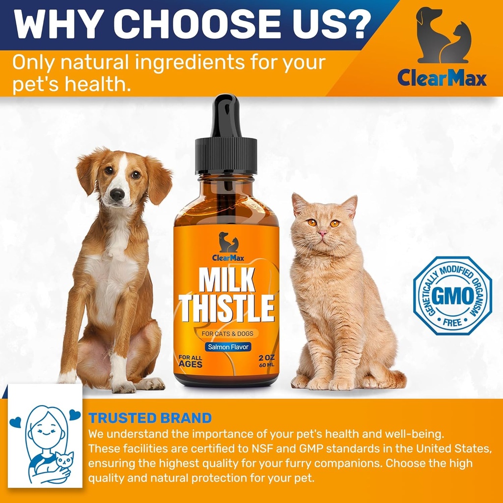 Milk Thistle for Dogs & Cats – Liver Support for Dogs & Cats – Kidney Support – 2Oz 6