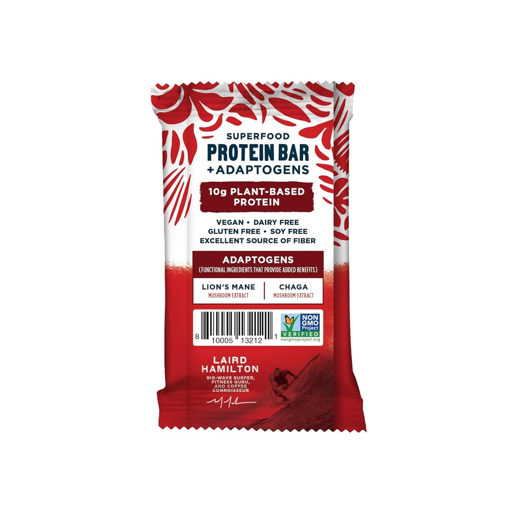 Laird Superfood Functional Protein Bars – Protein Bar but Better with Real Ingredients, Functional Mushrooms 10g Plant-Based Protein, 6g Fiber - Non-GMO - Peanut Butter Chocolate Chip, 10 Count (Pack of 1) 4