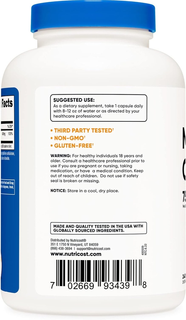 Nutricost Magnesium Oxide 750mg, 240 Capsules (3 Bottles) 4