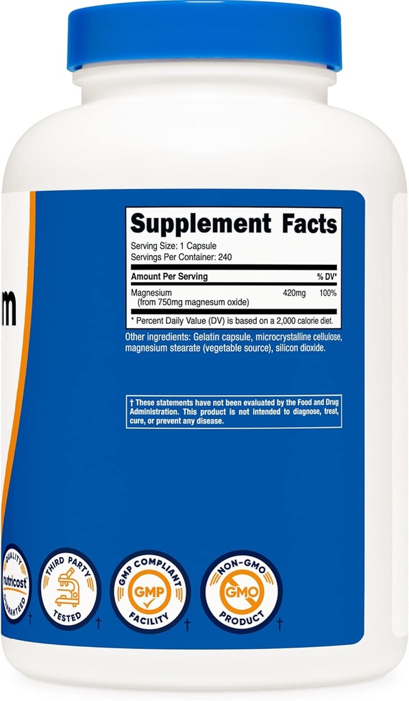Nutricost Magnesium Oxide 750mg, 240 Capsules (3 Bottles) 5